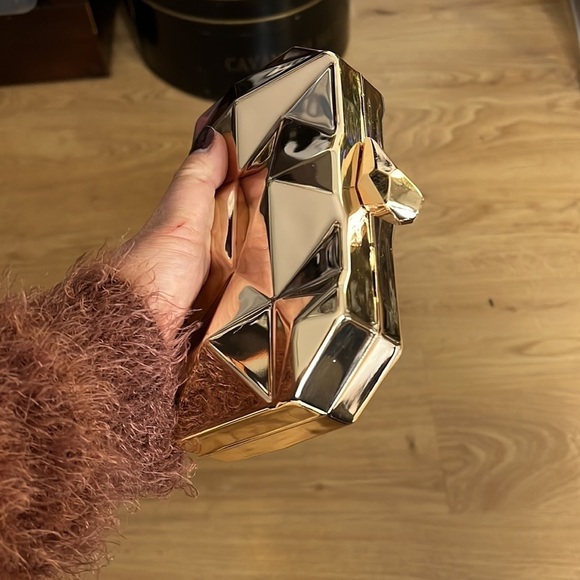 Rose Gold Metal Geometric Box Clutch Shoulder Bag - Picture 2 of 10